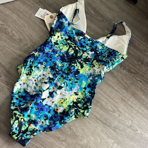 Calvin Klein Plunge Floral Swimsuit - Picture 3 of 4